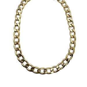 Talbots Shiny Gold Toned Cuban Link Thick Chunky Chain Necklace 25" NEW